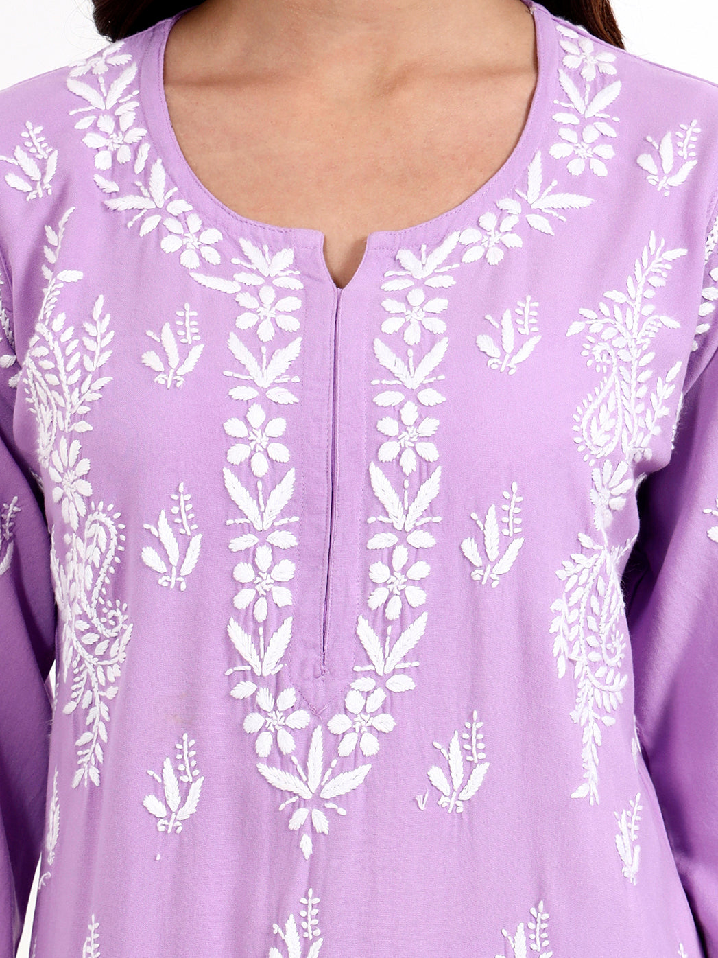 Comfortable all day wear set with chikankari embroidery kurti and straight palazzo pants