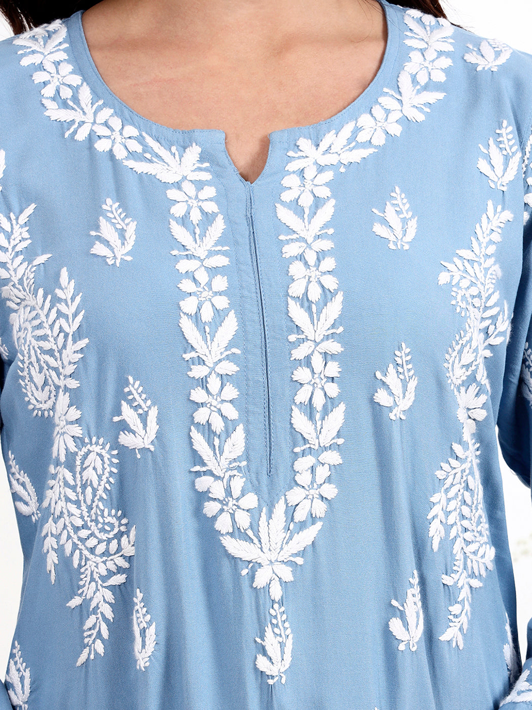 Trending chikankari kurta set with elegant embroidery detailing and relaxed fit palazzo