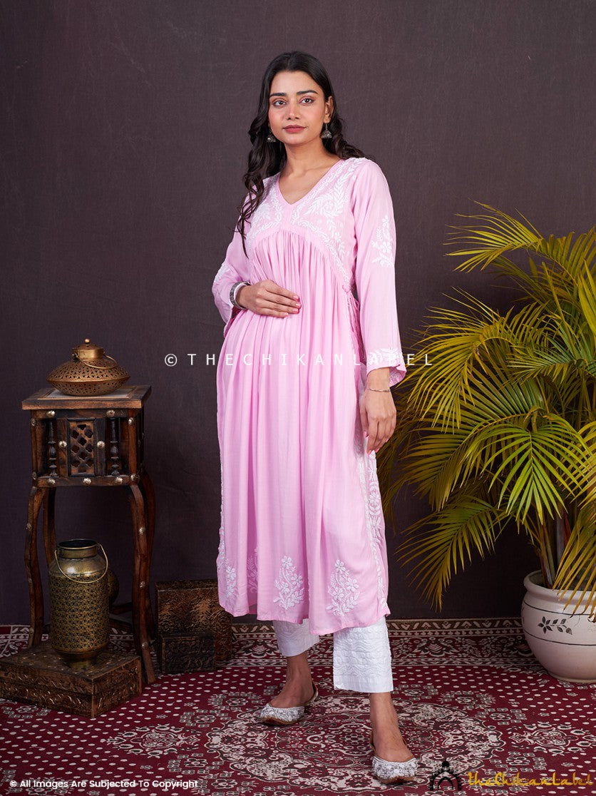 Baby Pink Nayra Modal Chikankari Anarkali