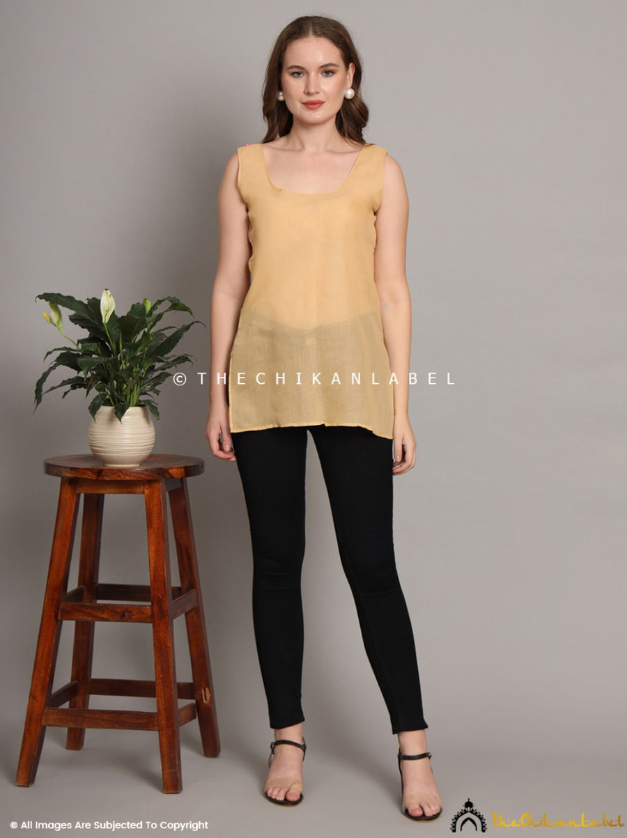 Beige Pure Cotton Short Inner for Chikankari Kurtis | TheChikanLabel