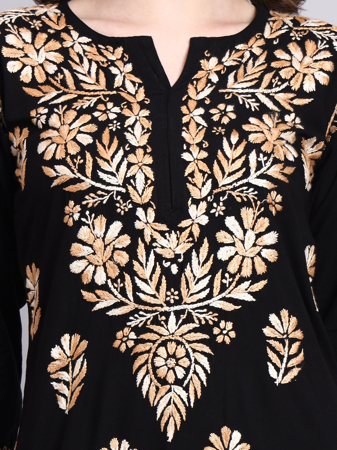 Women wearing rayon chikankari kurta palazzo set with intricate floral embroidery inspired by authentic Lucknow chikankari craftsmanship