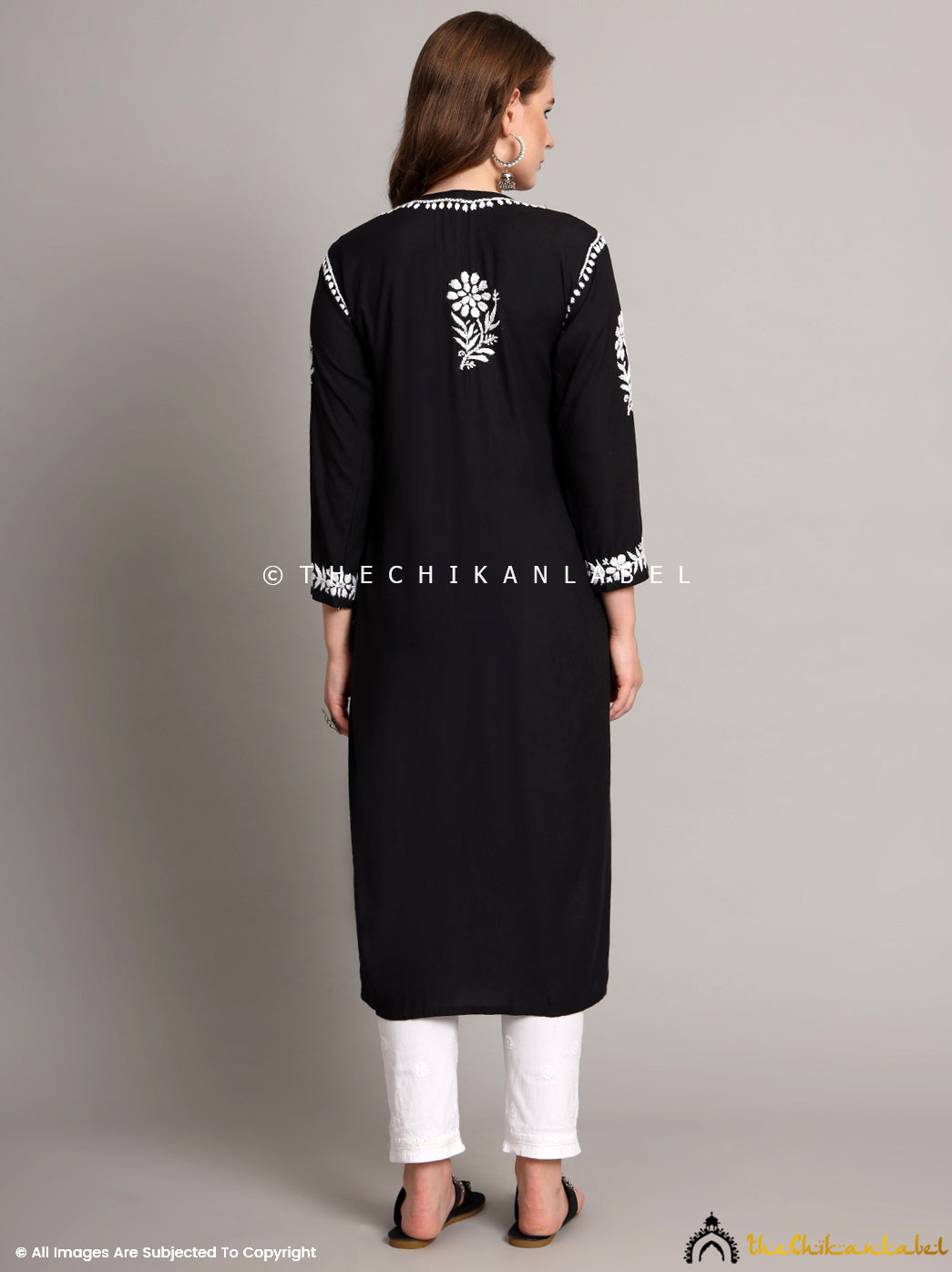 Black Aafiyat Modal Chikankari Straight Kurti