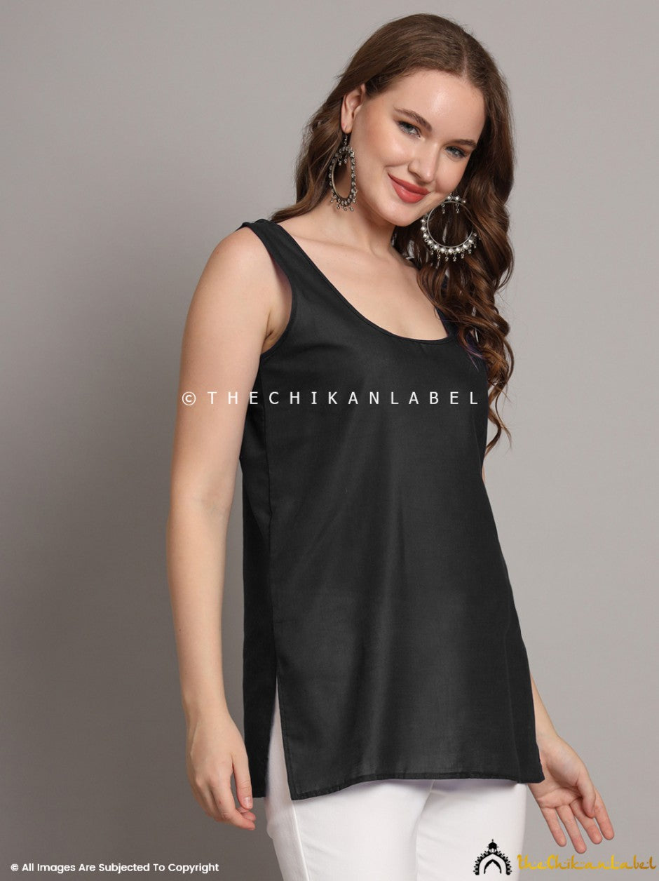 Black Cotton Short Inner for Kurti & Kurta