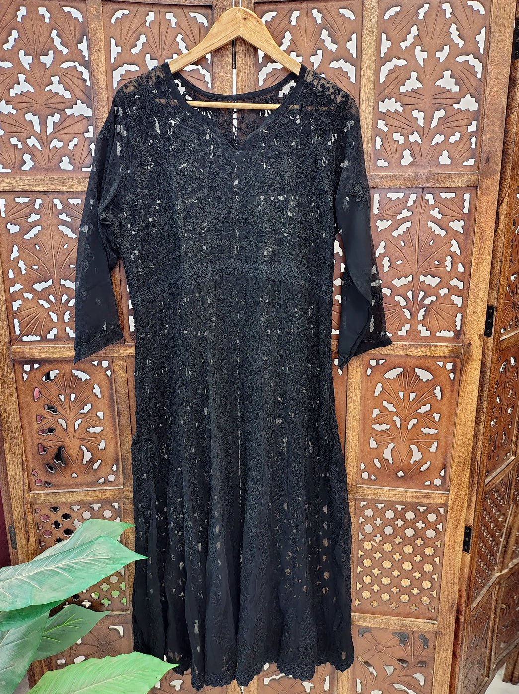 Black Georgette Chikankari Anarkali