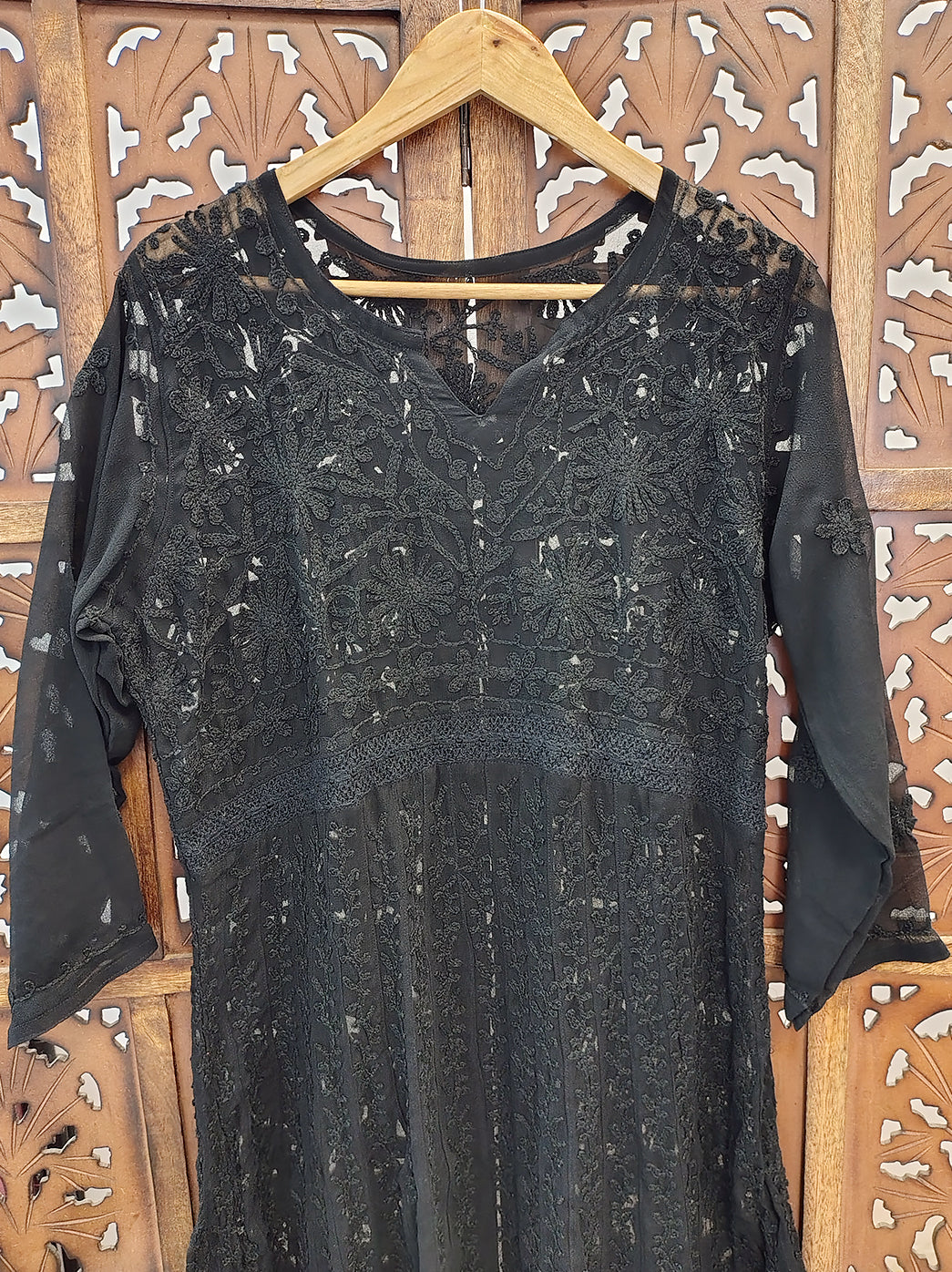 Black Georgette Chikankari Anarkali