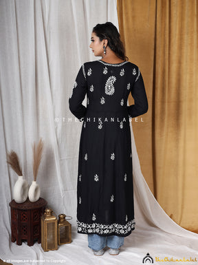 Black Modal Cotton Chikankari Anarkali