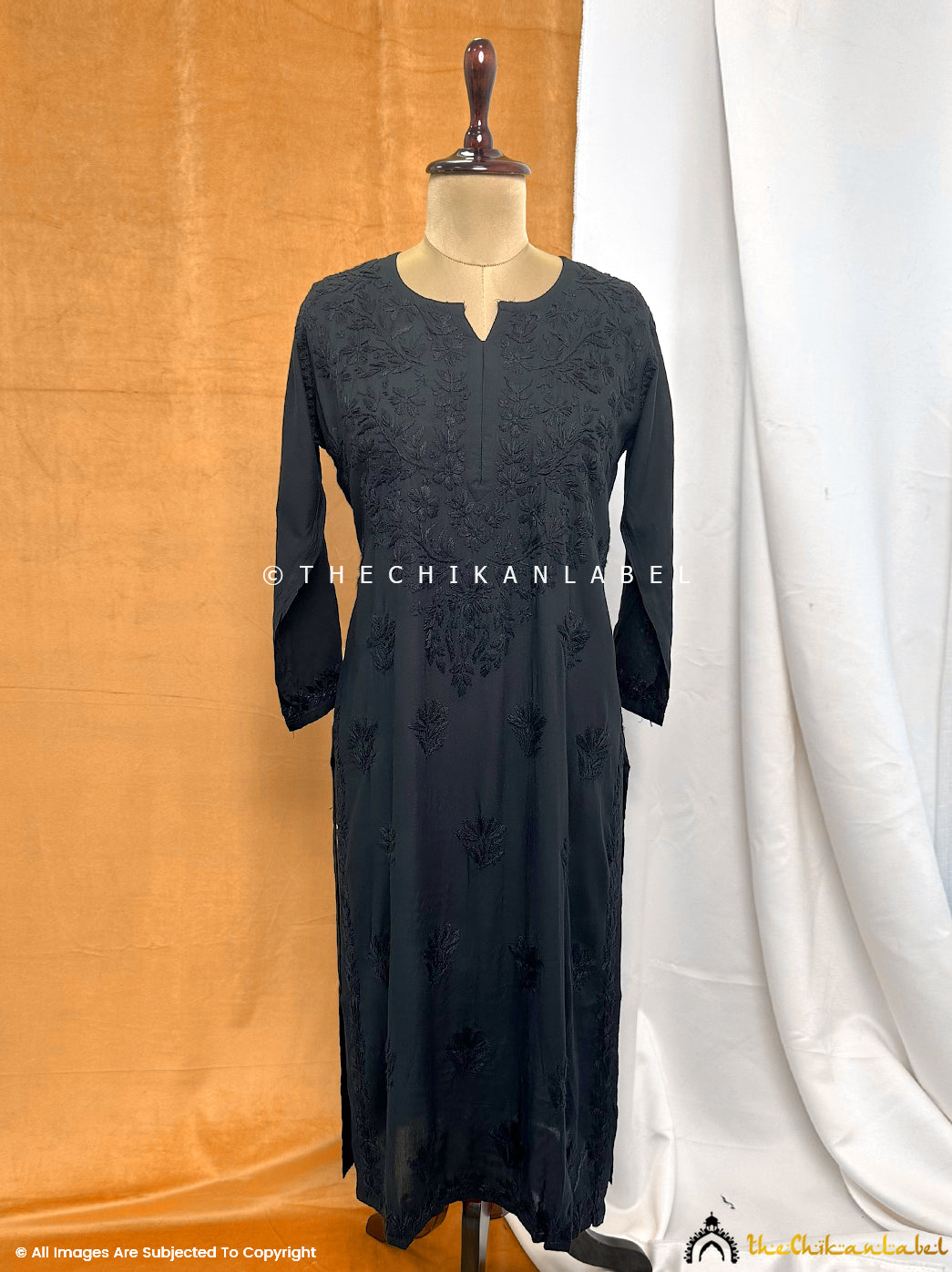 Black Rubab Rayon Chikankari Straight Kurti ,Chikankari Straight Kurti in Rayon Fabric For Woman