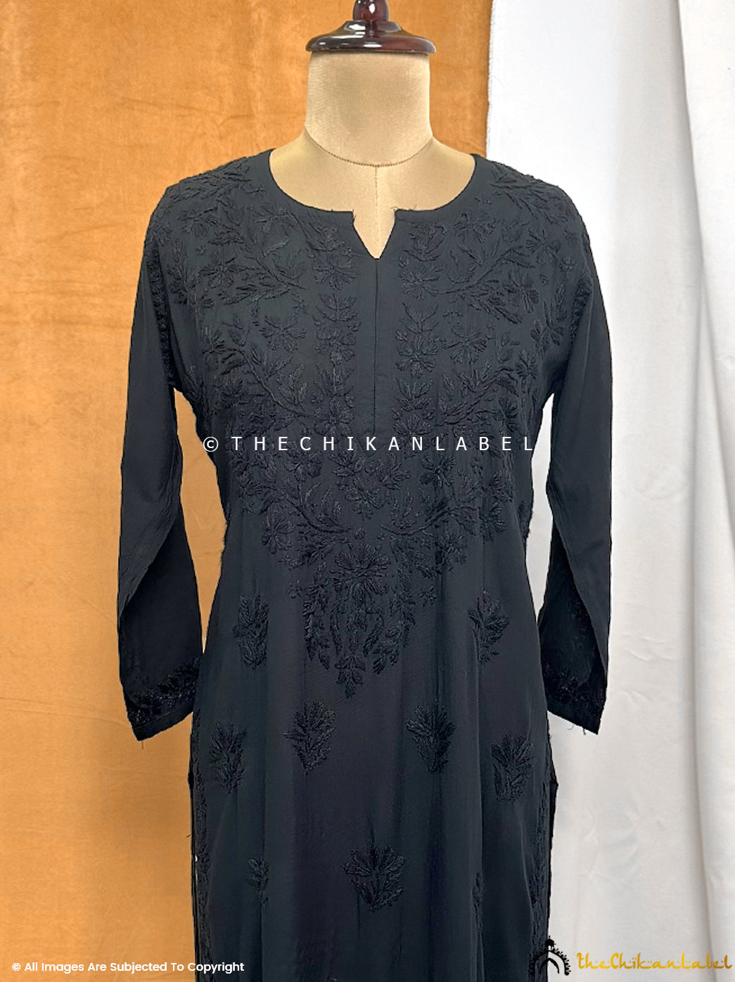 Black Rubab Rayon Chikankari Straight Kurti ,Chikankari Straight Kurti in Rayon Fabric For Woman