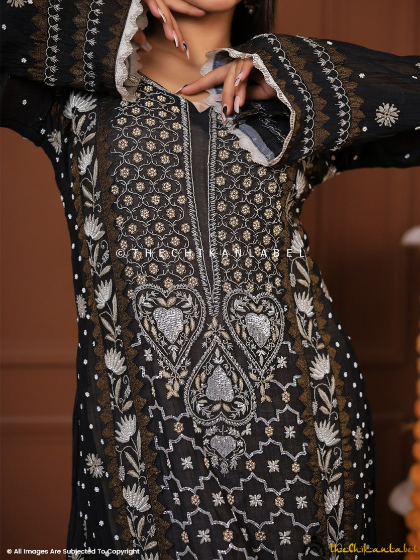Buy Stunning Black Chanderi Silk Anarkali Suit with Dupatta Online in USA –  Pure Elegance