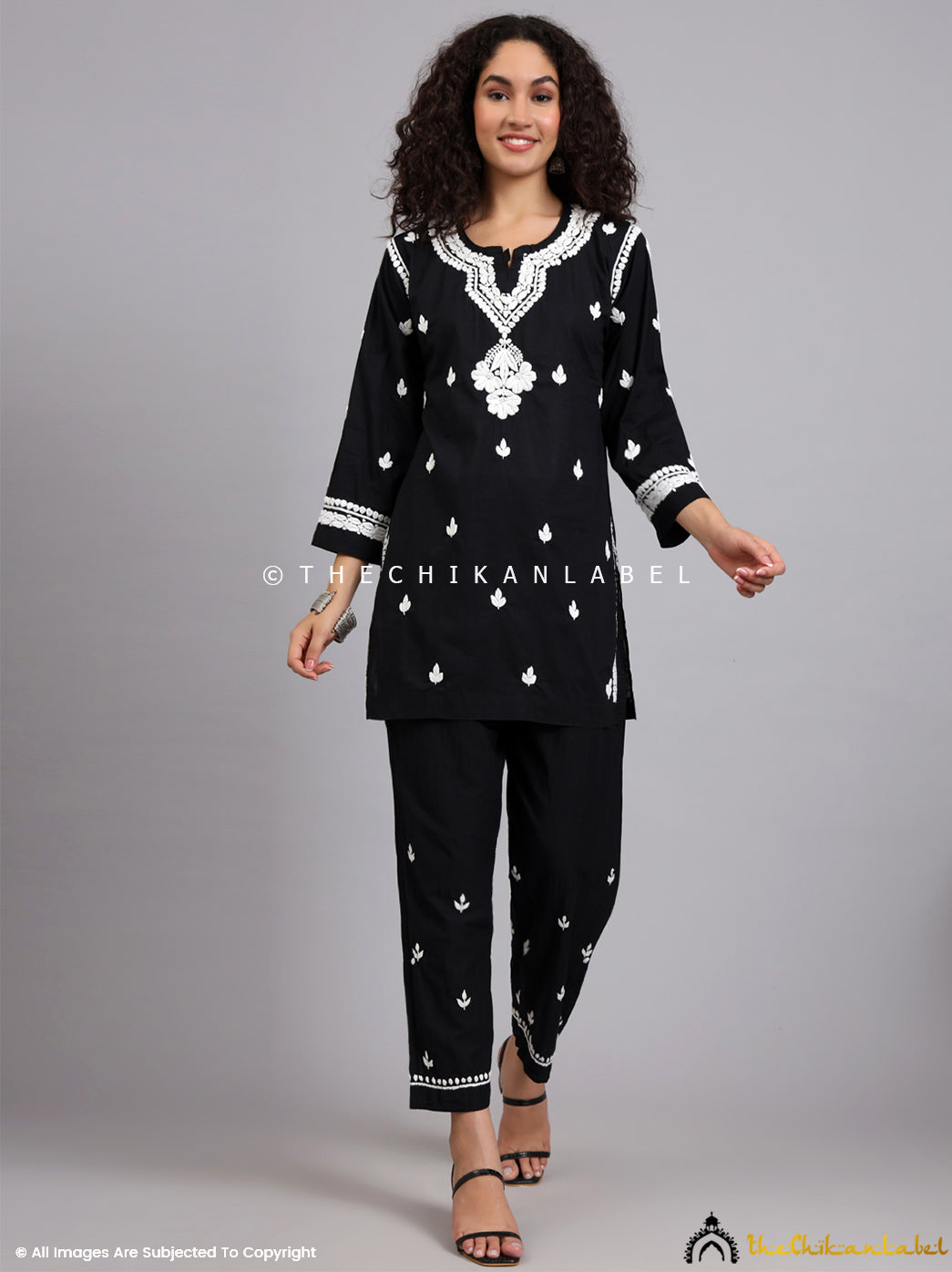 Black Nitya Cotton Chikankari Co-ord Set