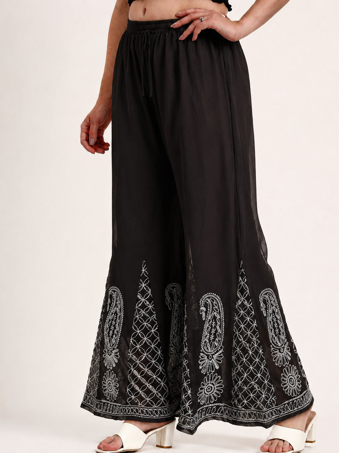 Black Areeba Georgette Chikankari Sharara