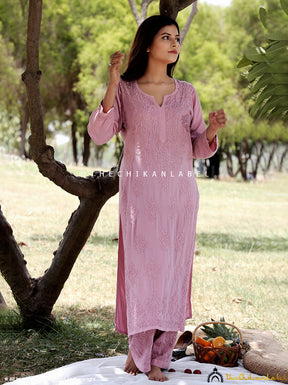 Blush Freya Modal Chikankari Kurti Palazzo Set