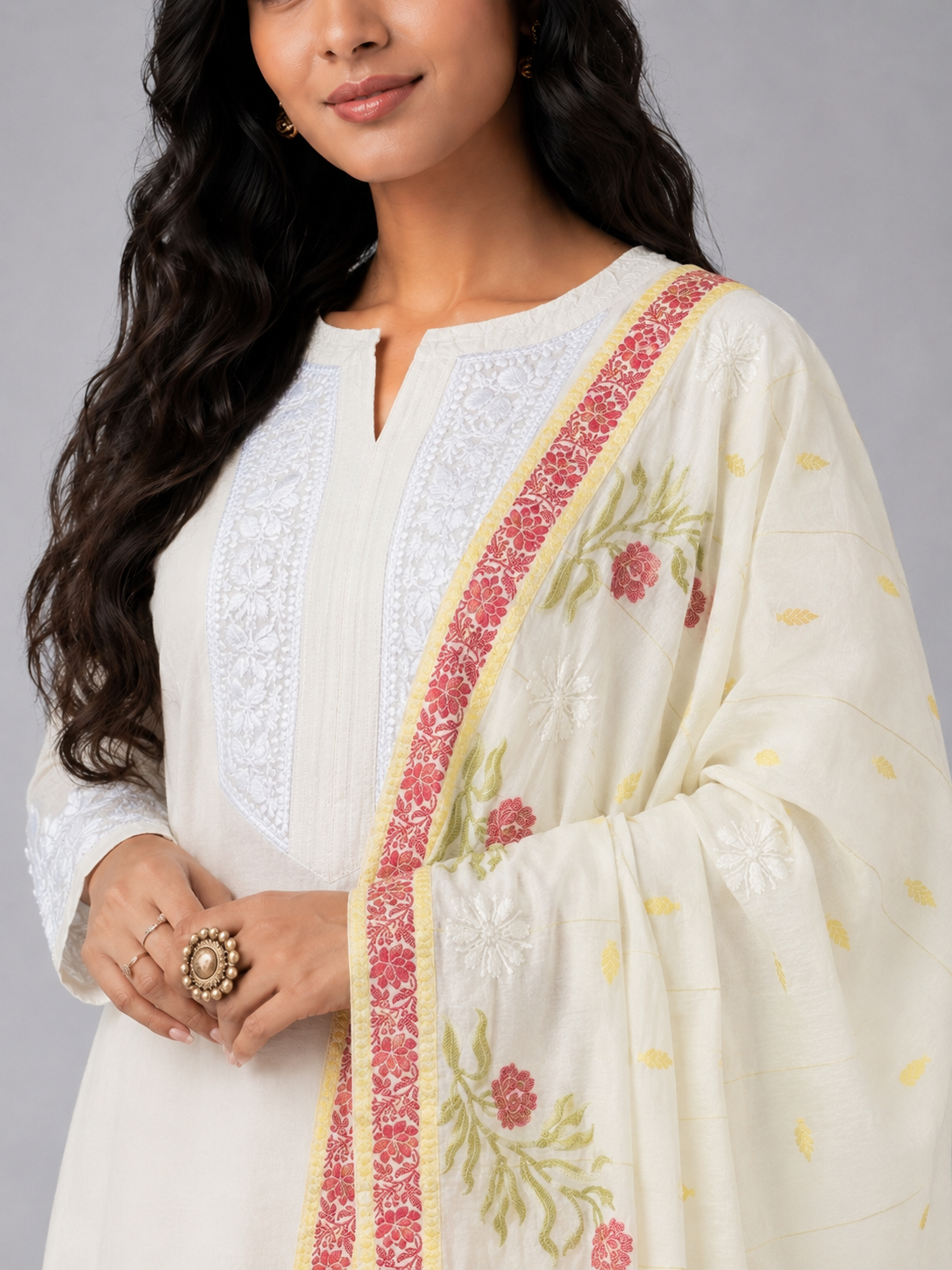 Brasso Multi Chanderi Chikankari Dupatta