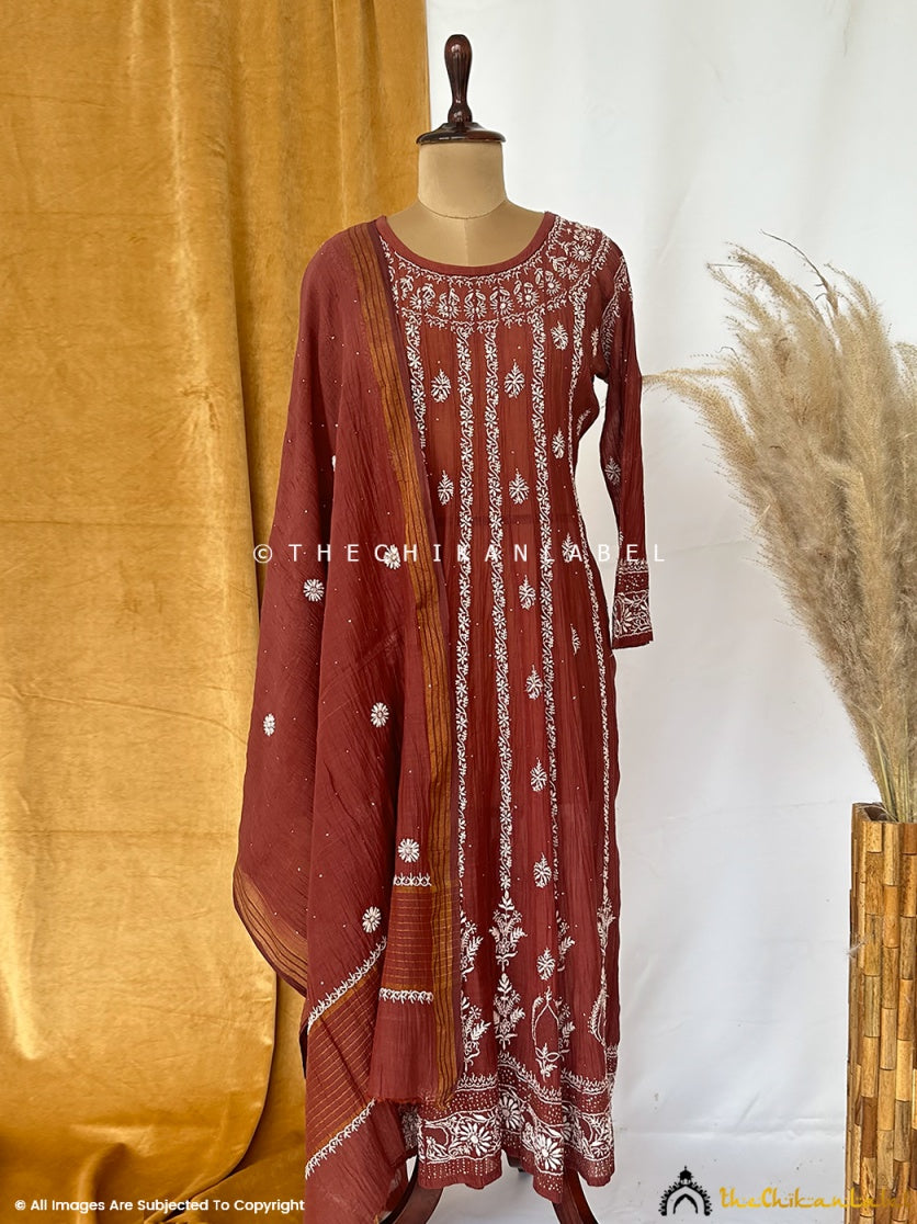 Lavender Stripe Kurta in Classic Tissue Fabric with Exquisite Crinkled Gota  Panelling – charkhee