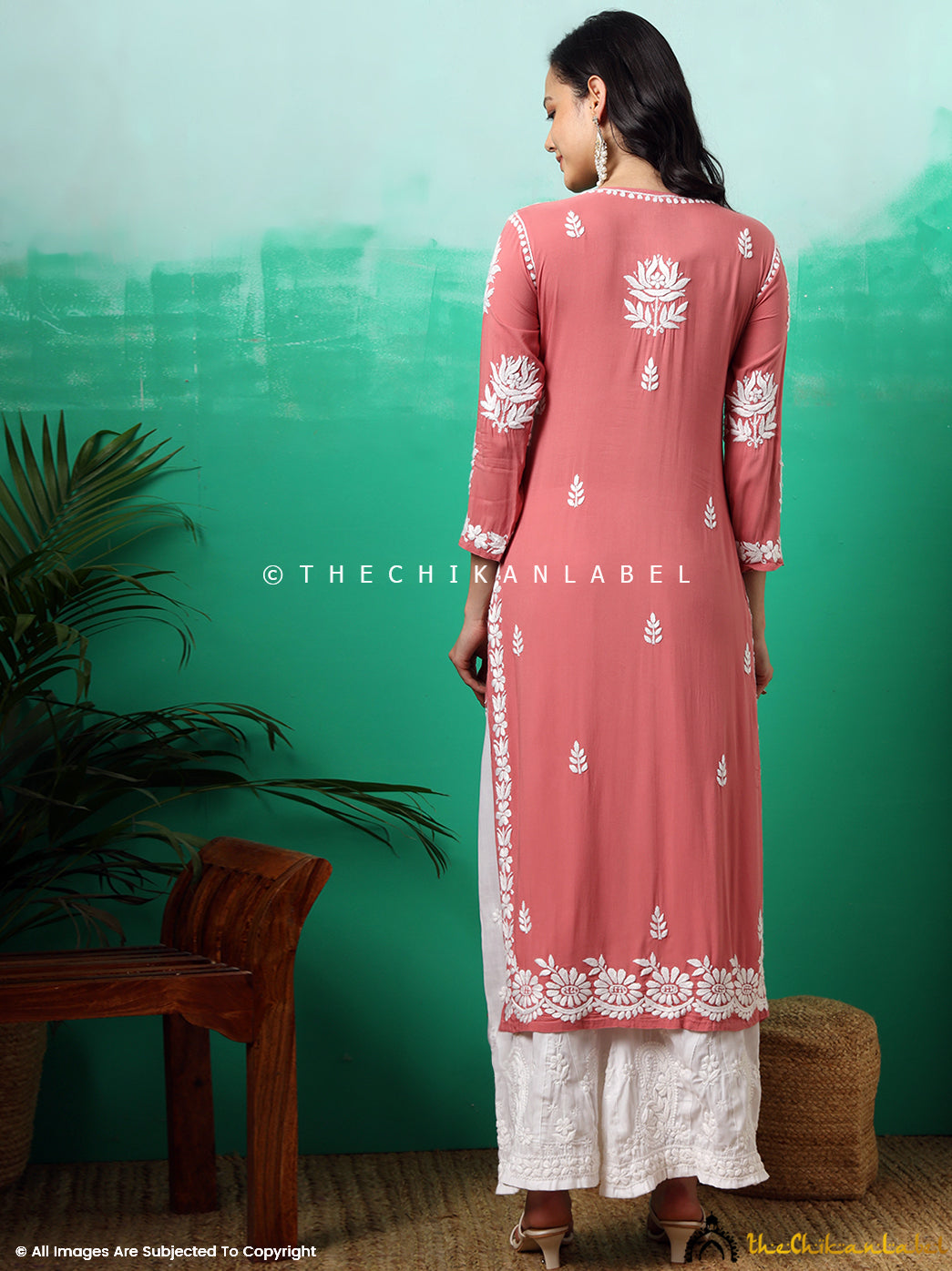 Bubblegum Tanvi Modal Chikankari Straight Kurti