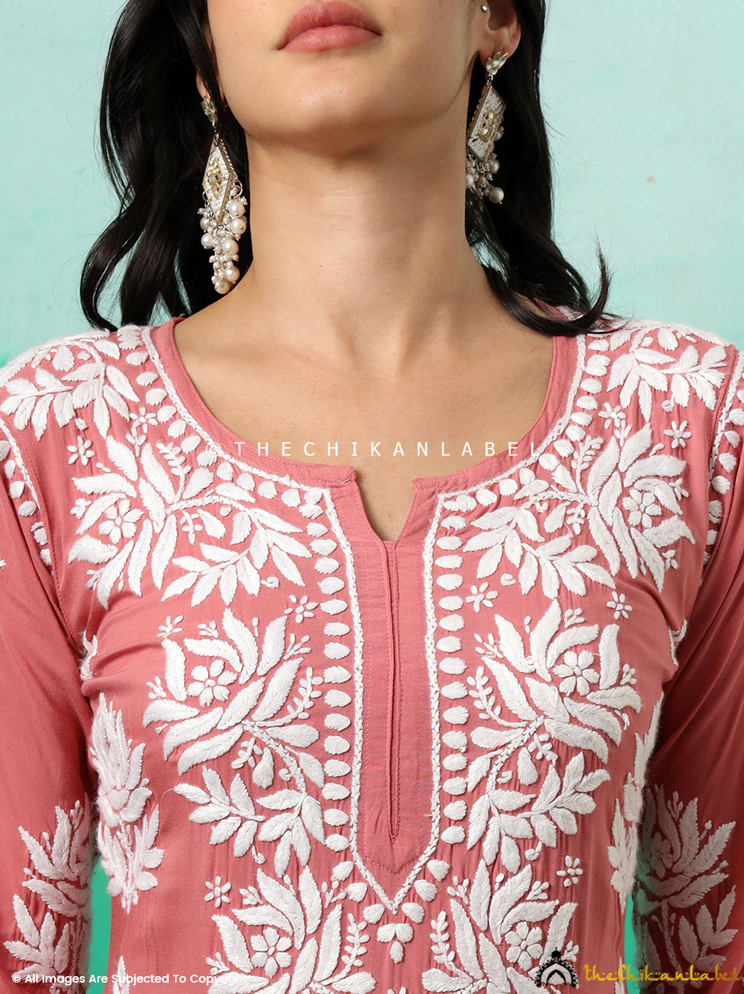 Bubblegum Tanvi Modal Chikankari Straight Kurti