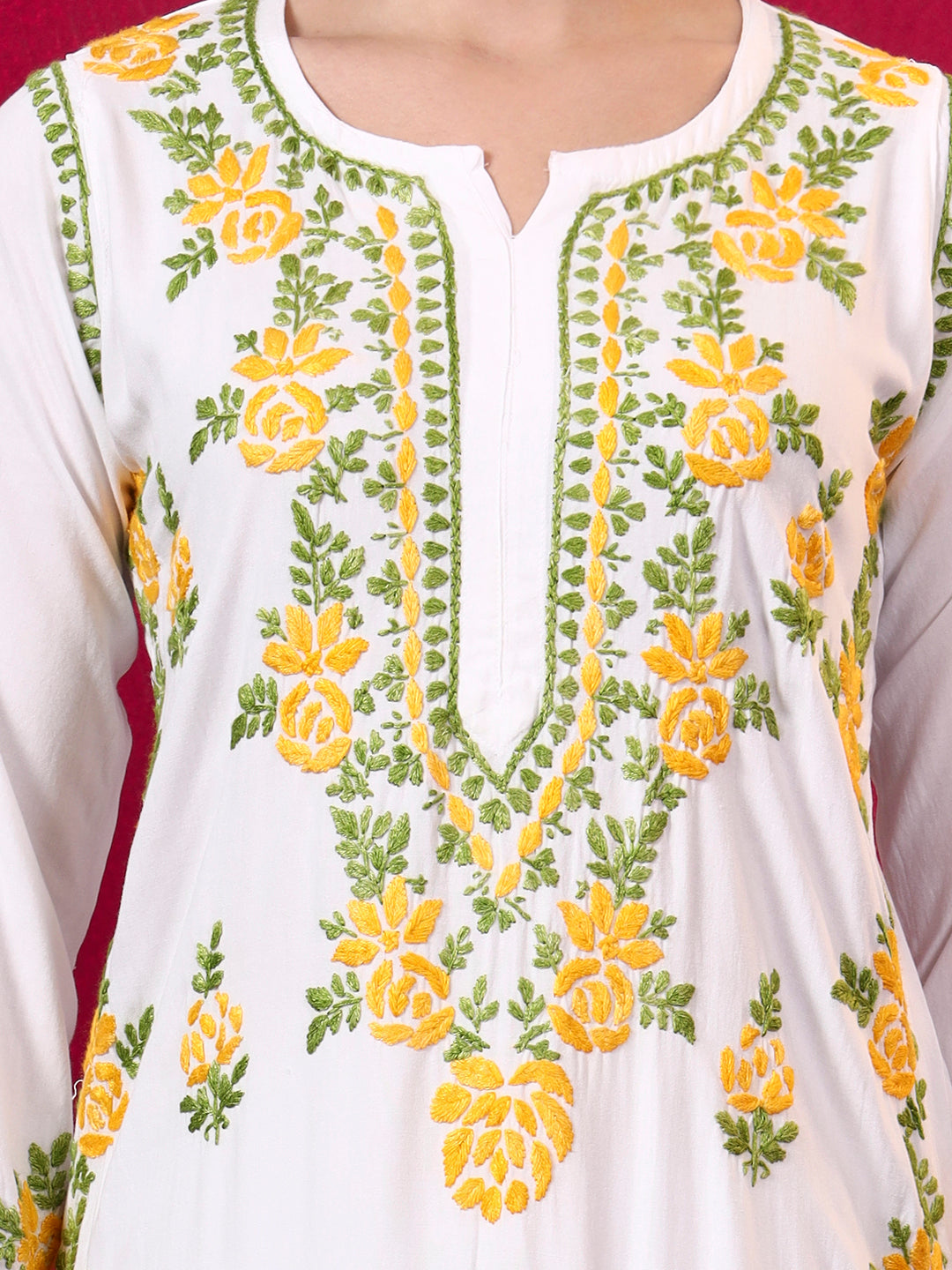 Chahak Rayon Chikankari Kurta Set - Yellow