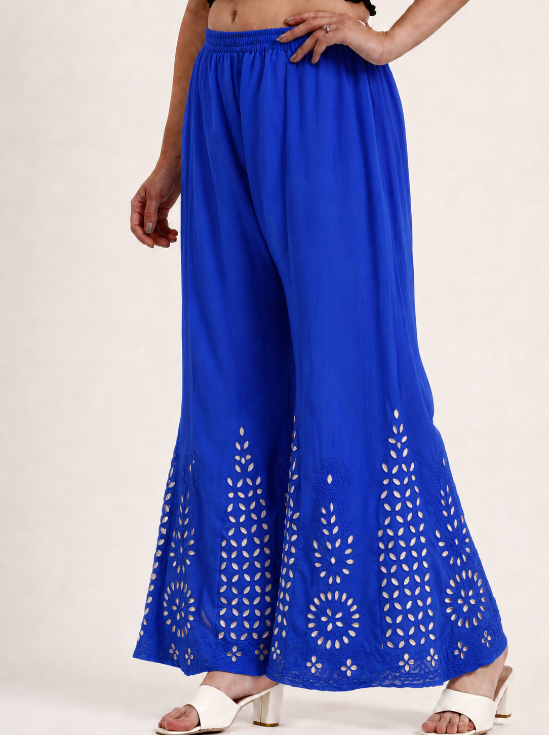 Georgette Chikankari Gota Patti Sharara - Blue