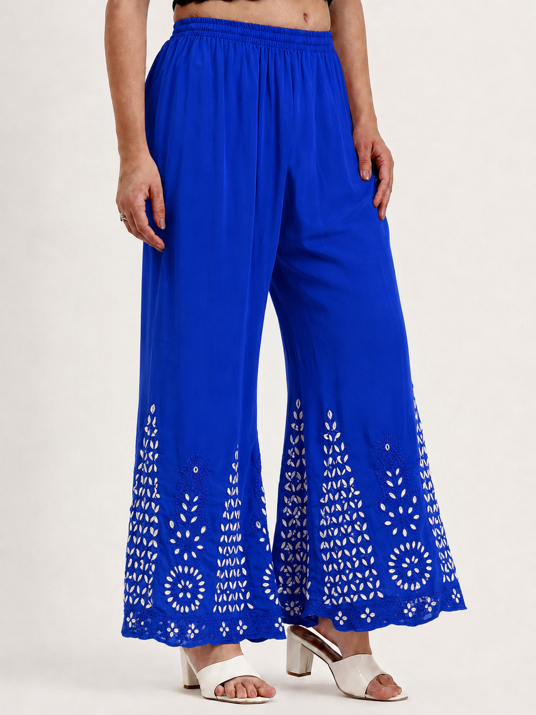 Georgette Chikankari Gota Patti Sharara - Blue