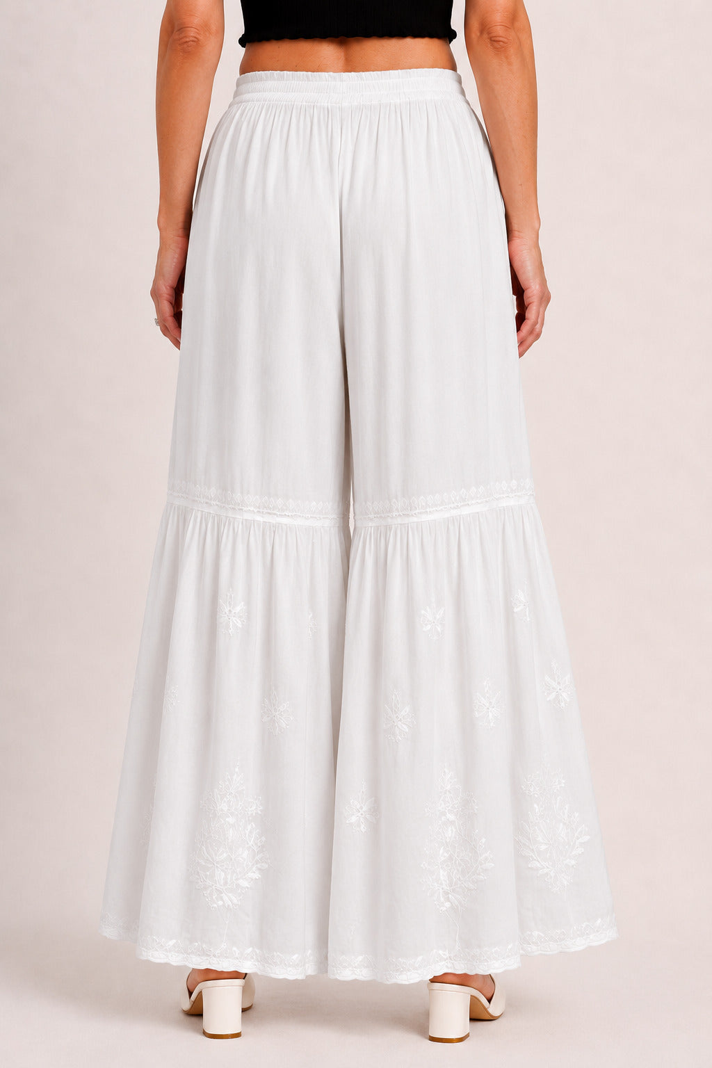 Rayon Single Layer Chikankari Garara - White