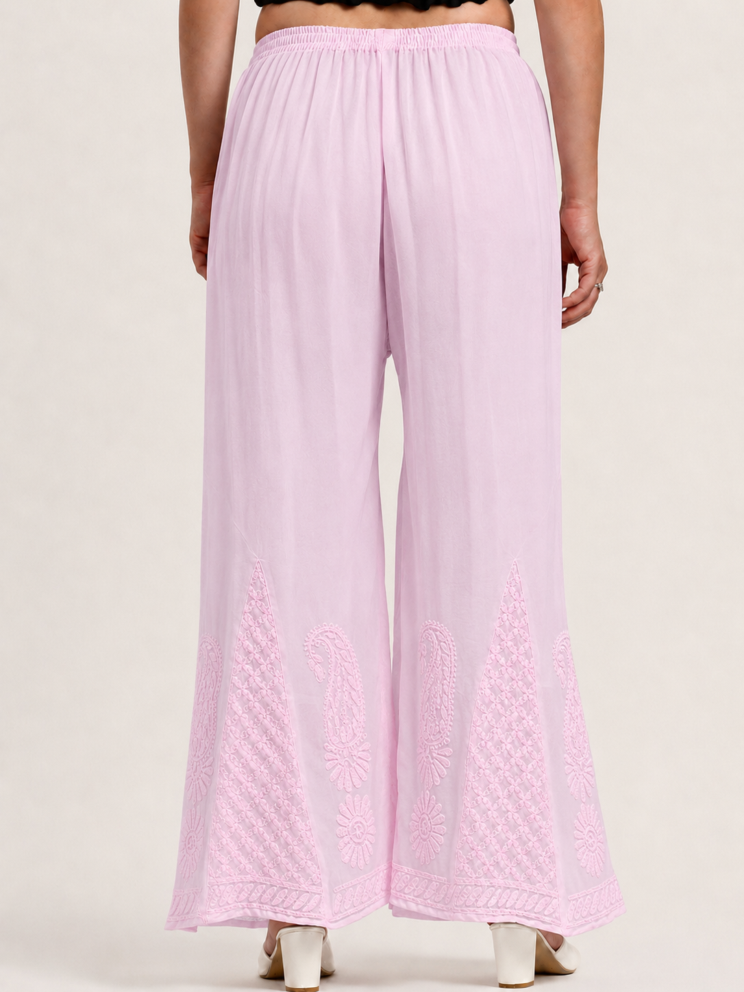 Baby Pink Areeba Georgette Chikankari Sharara
