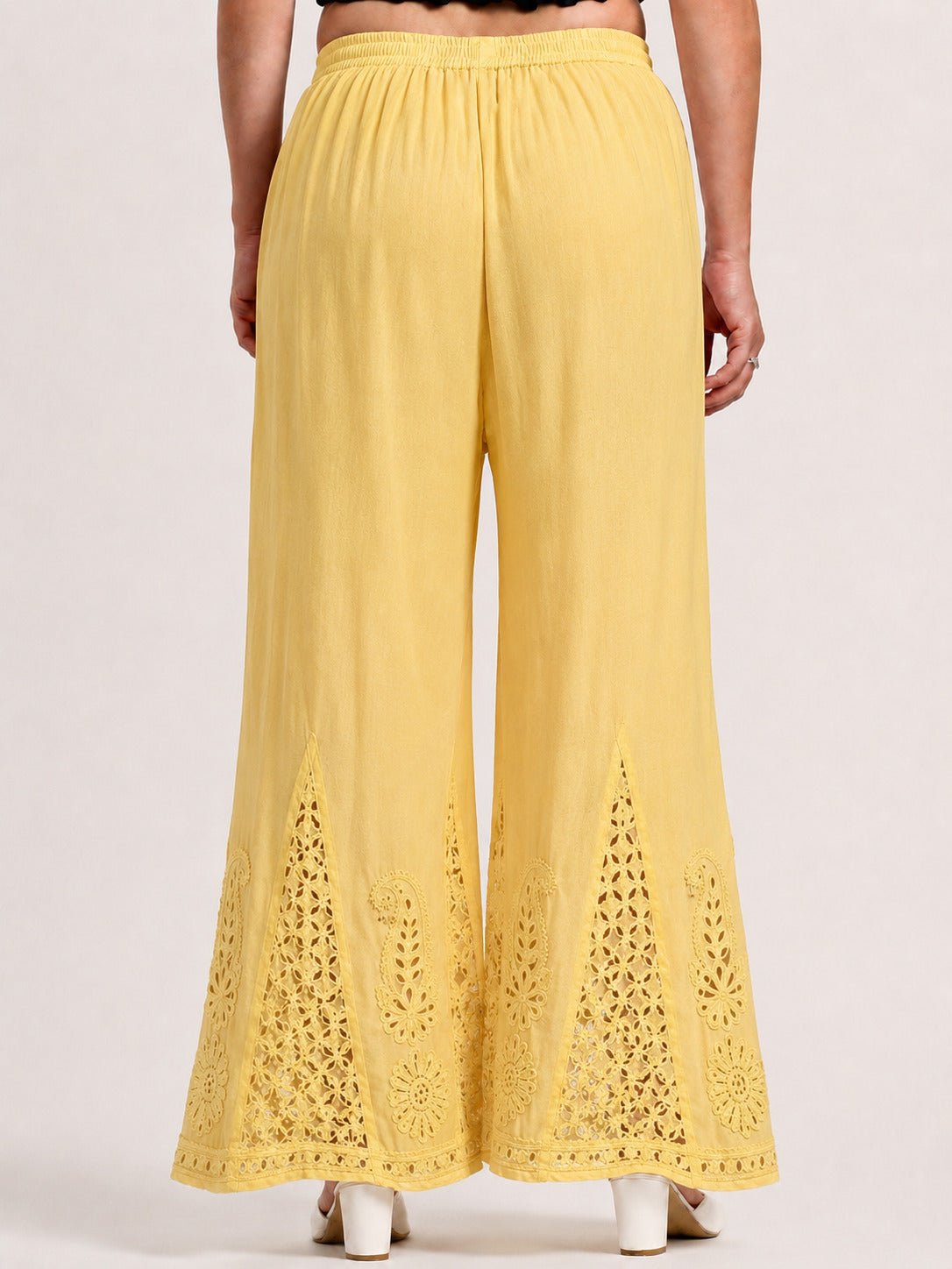 Georgette Chikankari Gota Patti Sharara - Yellow