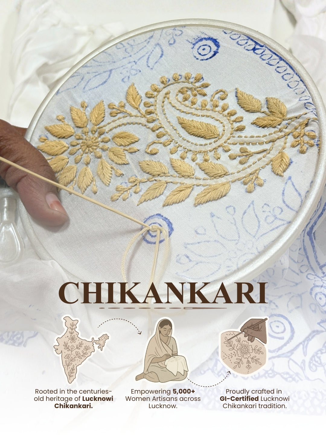 Giva Viscose Chikankari Kurti Garara Set with Dupatta - Choco