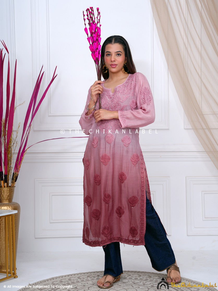 Choco Sama Muslin Chikankari Straight Kurti