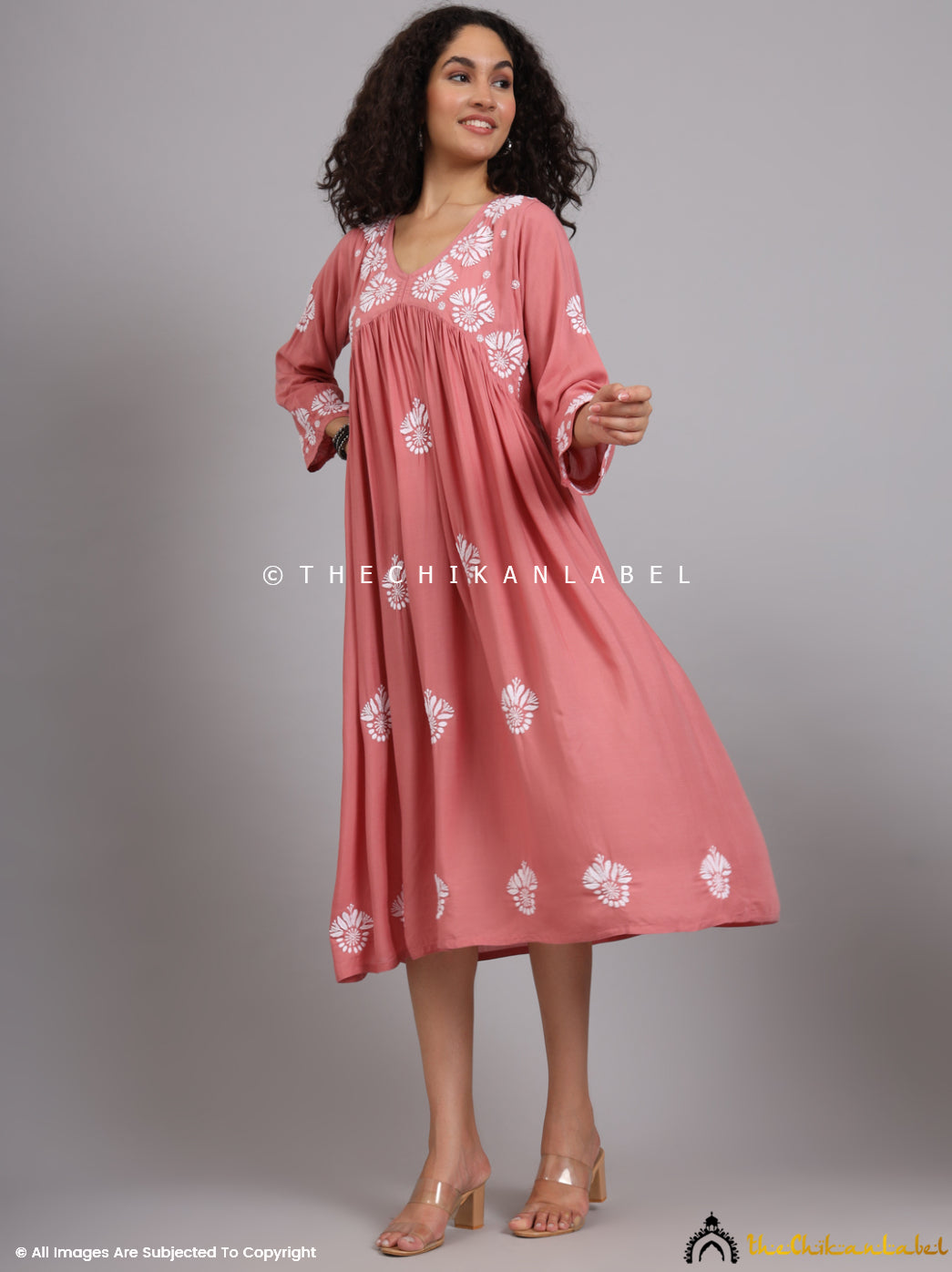 Coral Aina Modal Chikankari Alia Cut A-Line Kurti