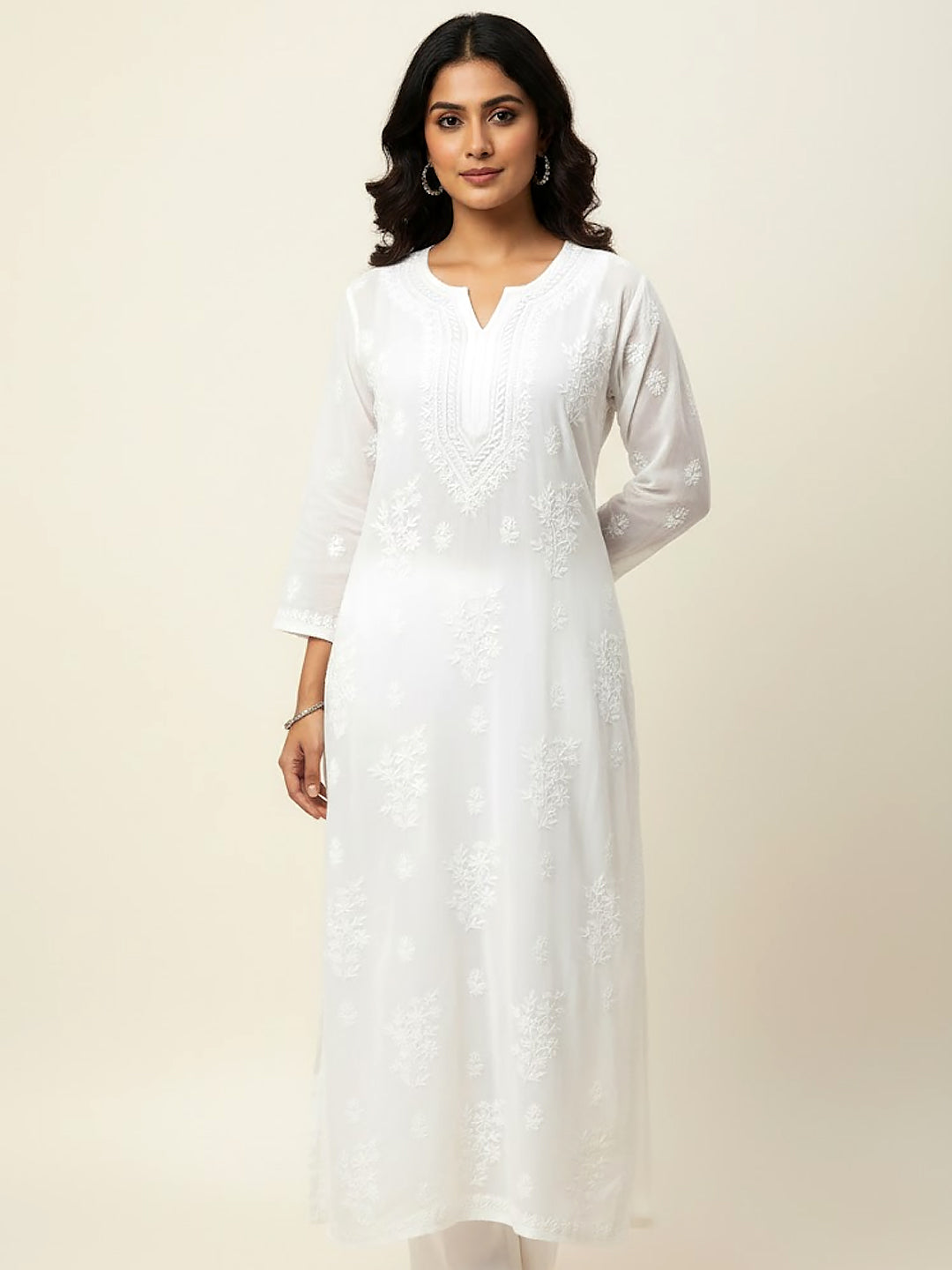 Disha Patani White Chikankari Kurti Online