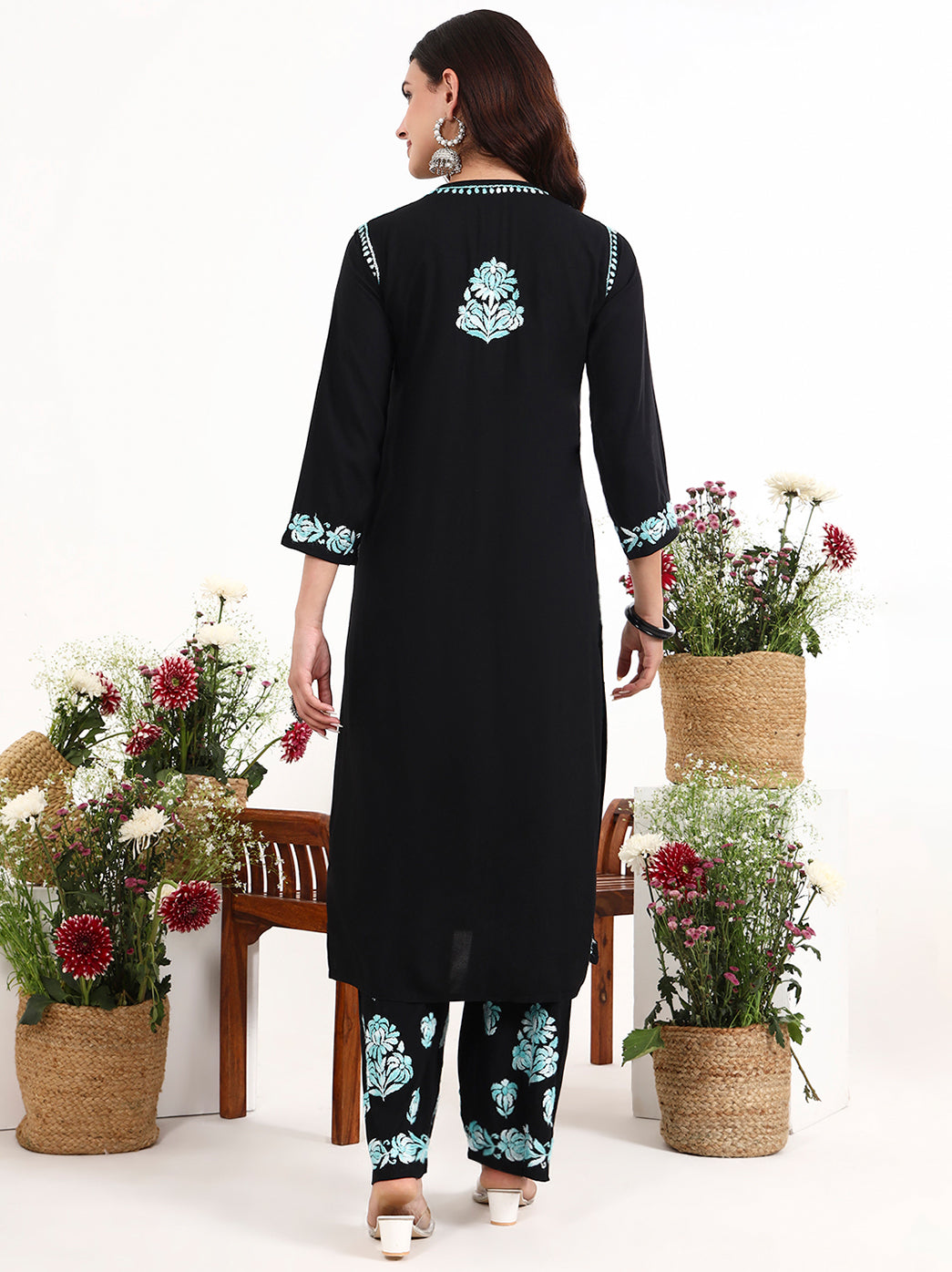 Lightweight rayon kurti palazzo set designed for comfort and elegant ethnic appearance