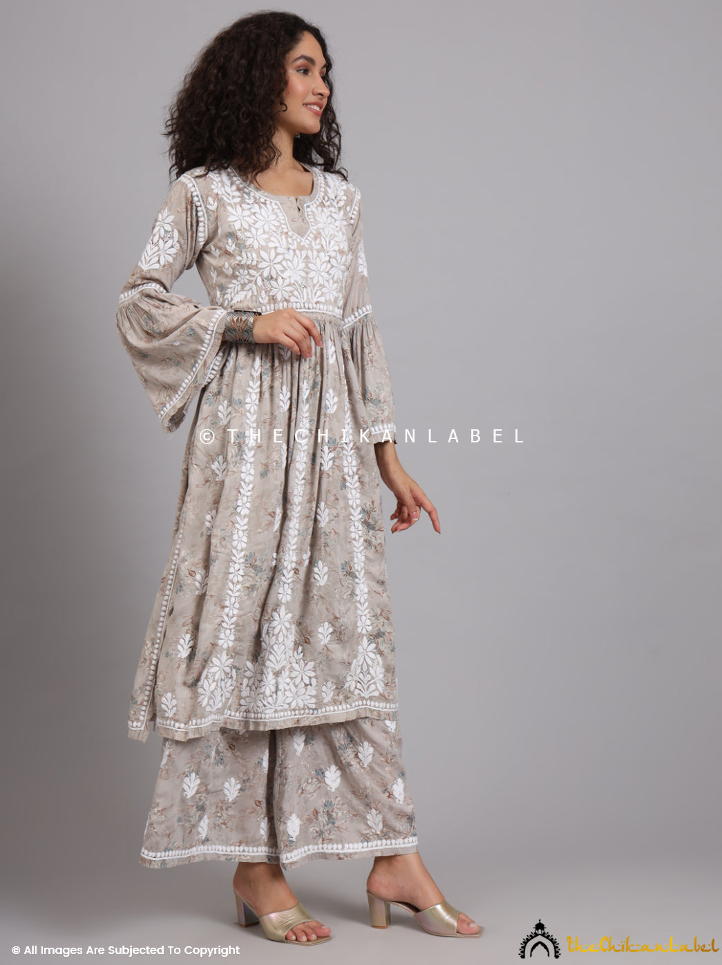 Eliza Grey Modal Chikankari Kurta Set