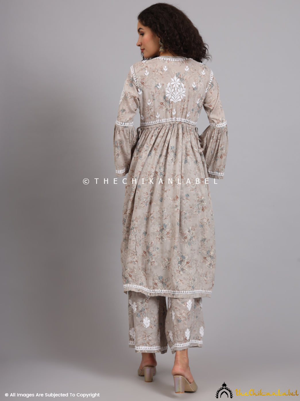 Eliza Grey Modal Chikankari Kurta Set