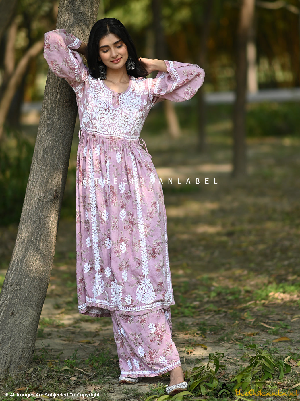 Eliza Pink Modal Chikankari Kurta Set ,Chikankari Kurta Set in Modal Fabric for Woman
