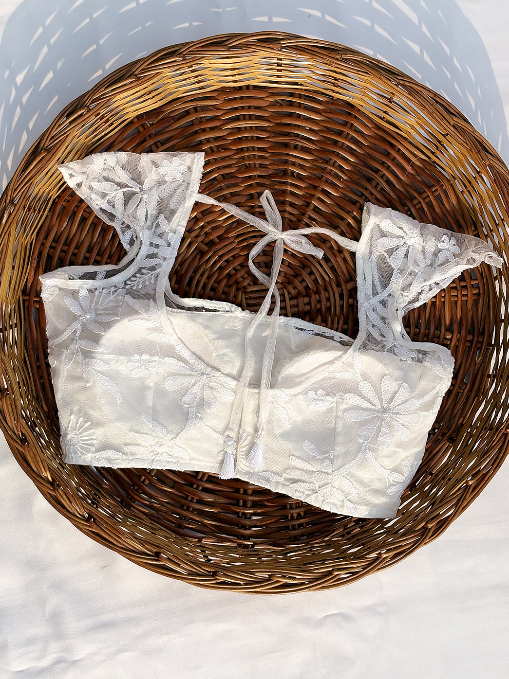 Georgette Chikankari Blouse For Saree - White