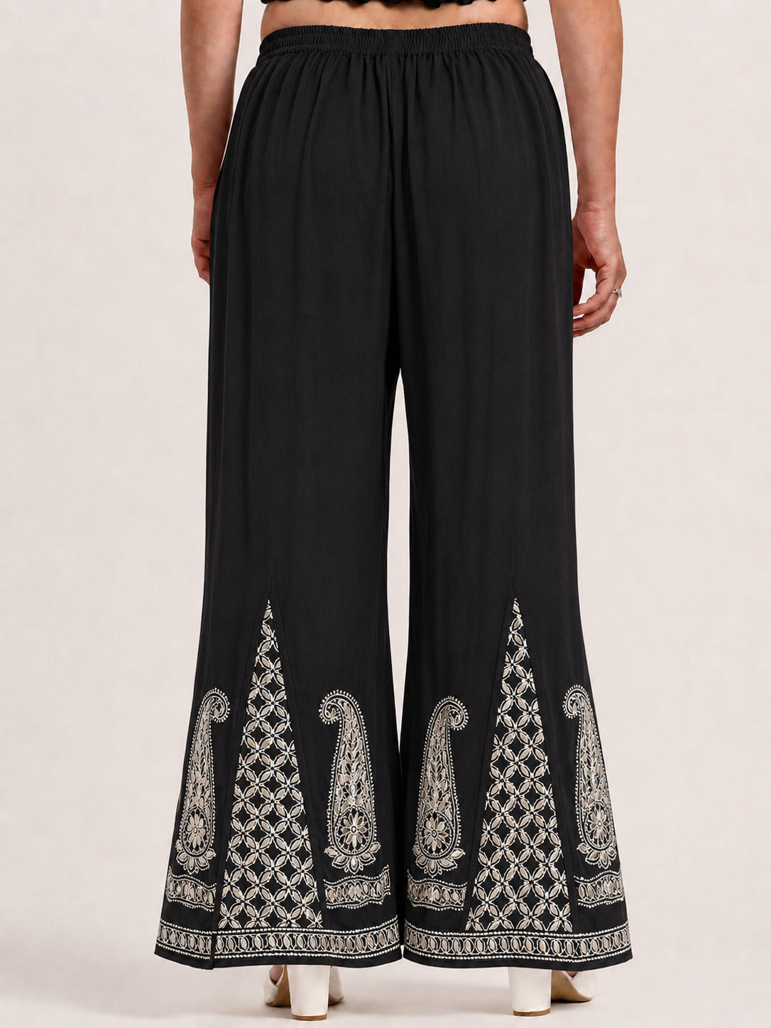 Georgette Chikankari Gota Patti Sharara - Black