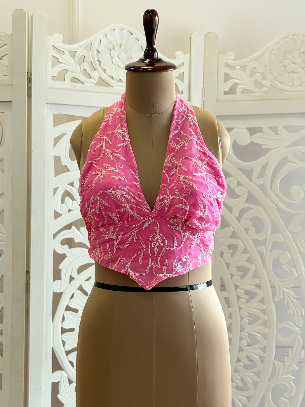 Georgette Tepchi Work Blouse With Scarf - Pink