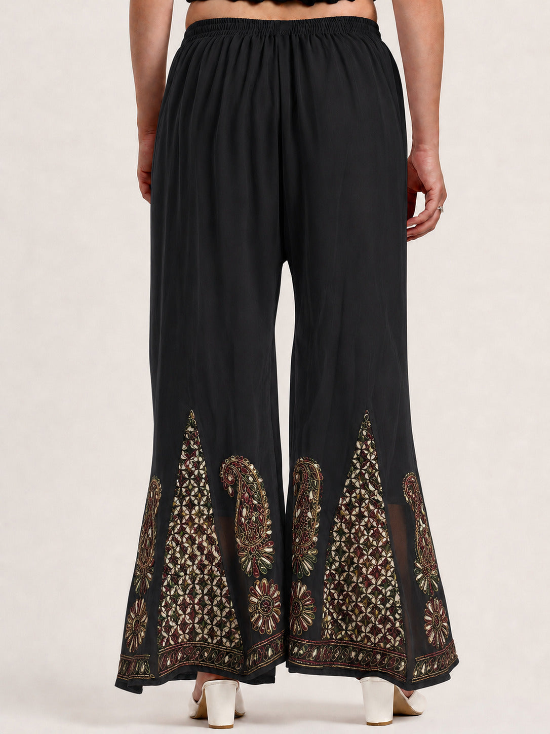 Georgette Chikankari Gota Patti Sharara - Black Multi