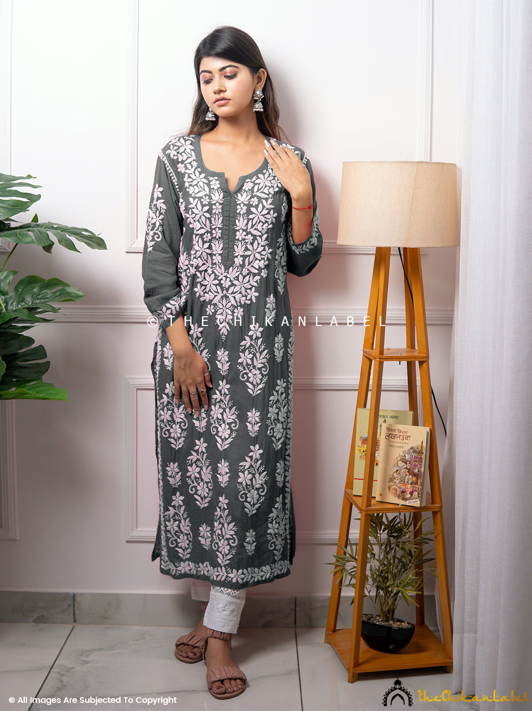 Gray Eira Modal Chikankari Straight Kurti, Chikankari Straight Kurti in Modal Fabric For woman