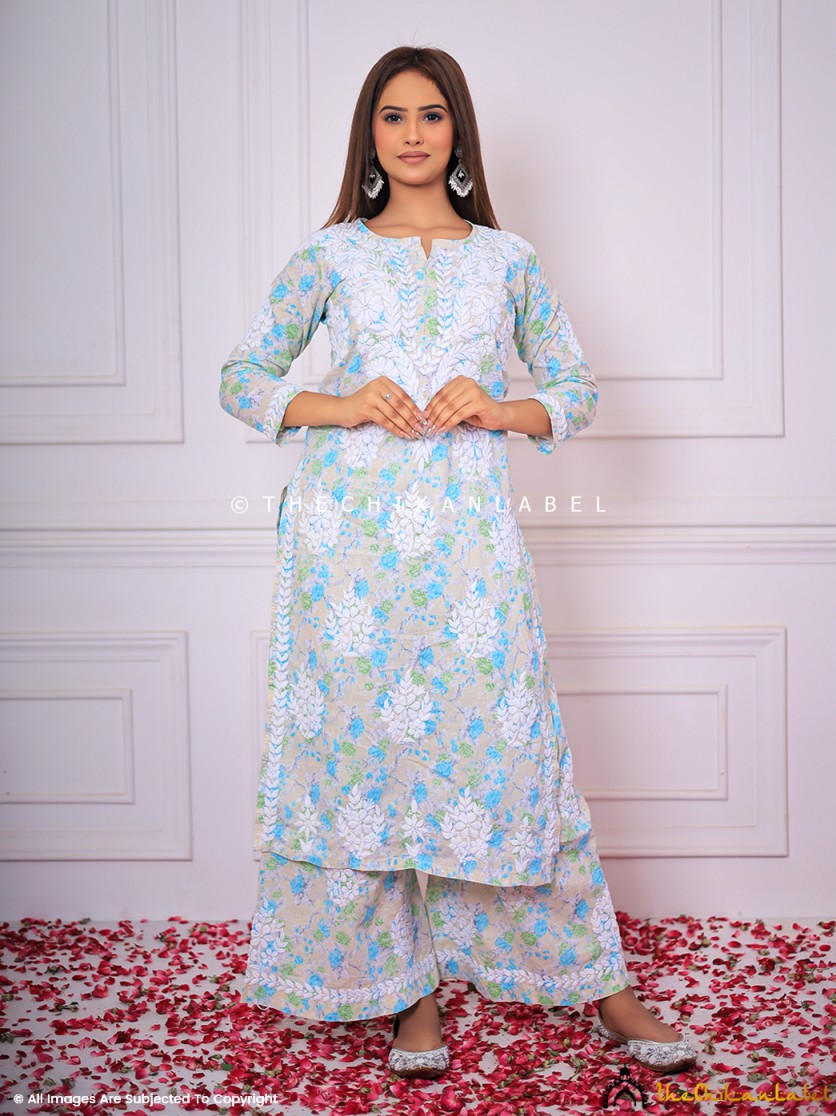 Meher Mulmul Cotton Chikankari Kurta Set ,Chikankari Kurta Set in Mulmul Fabric For Woman