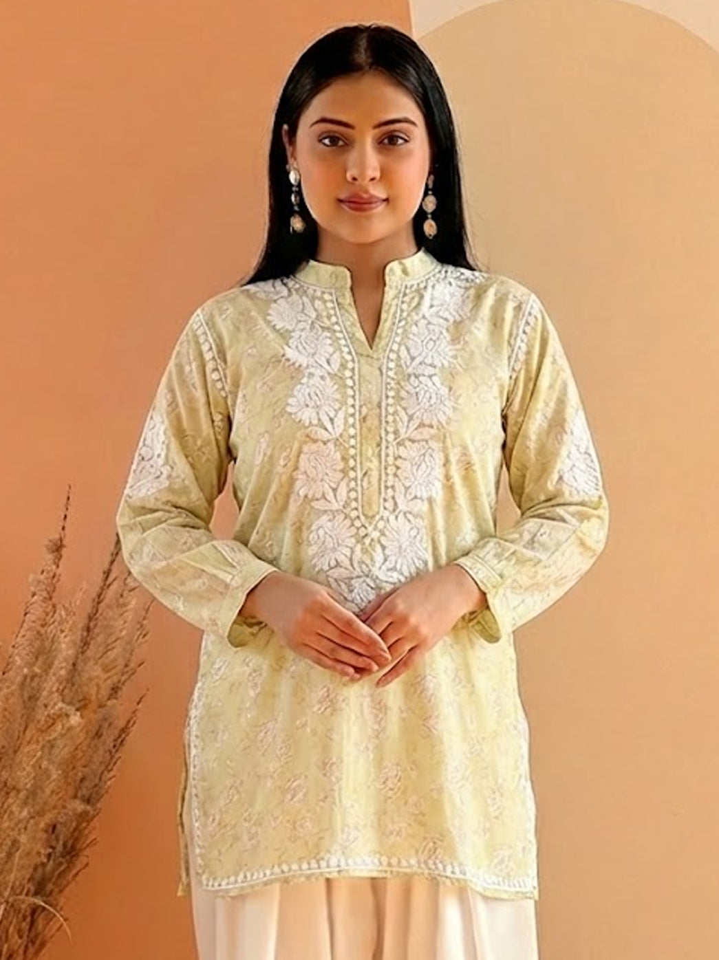 Green Mulmul Printed Chikankari Farshi Salwar Set