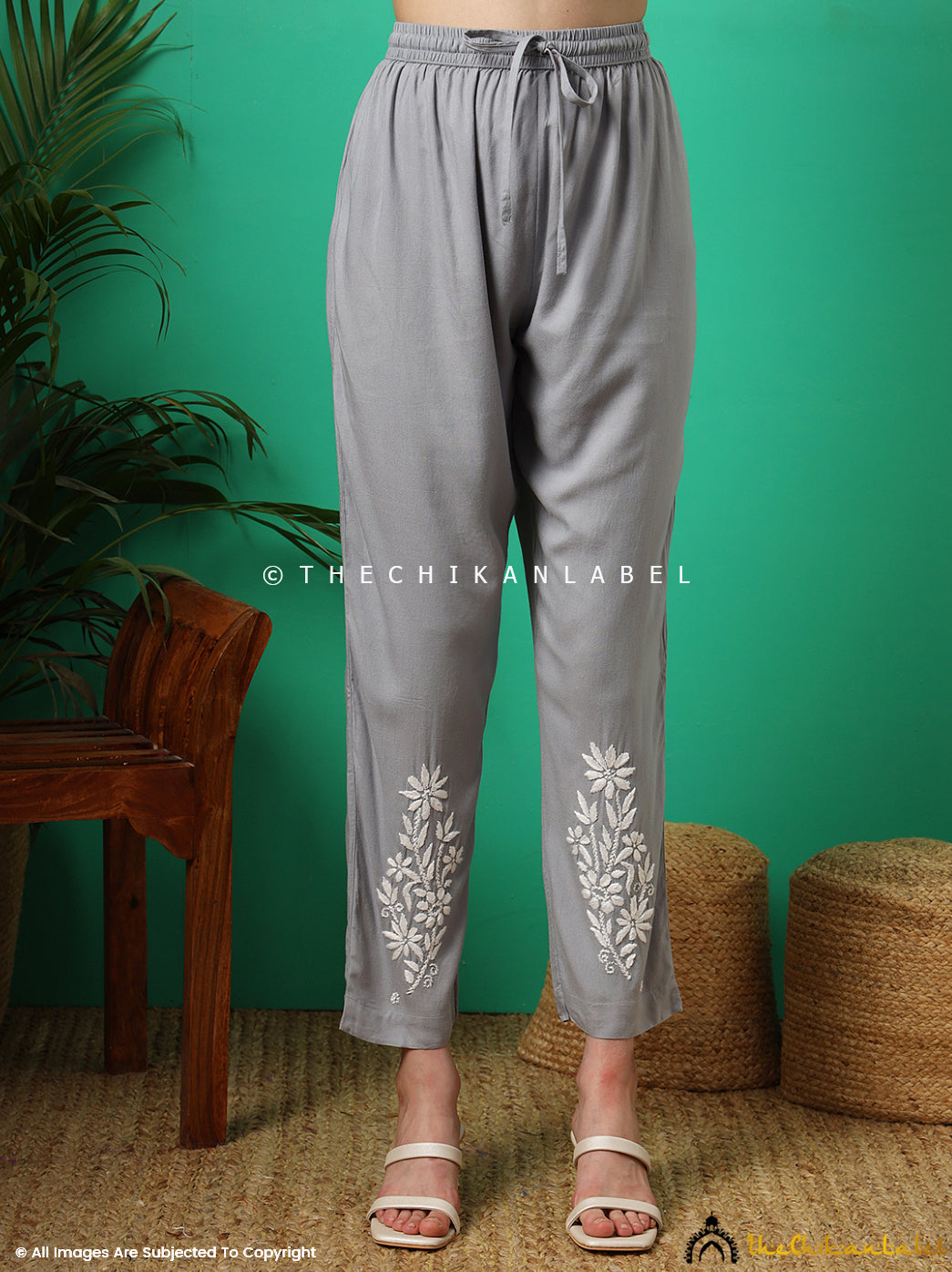 Grey Anvika Rayon Chikankari Co-ord Set