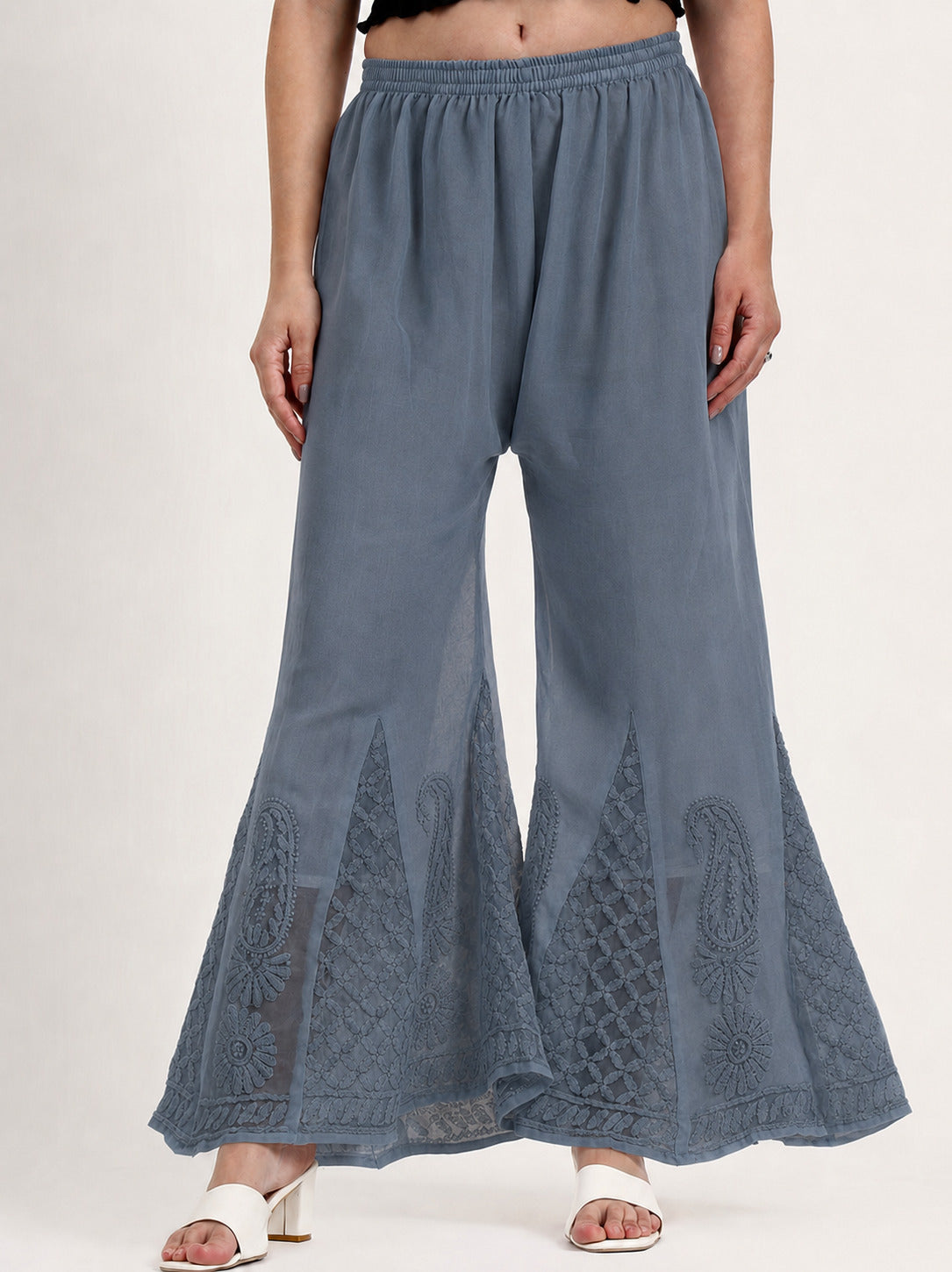 Grey Areeba Georgette Chikankari Sharara