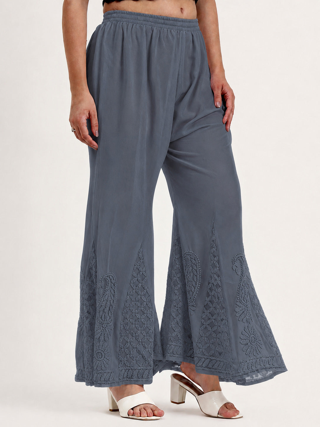 Grey Areeba Georgette Chikankari Sharara