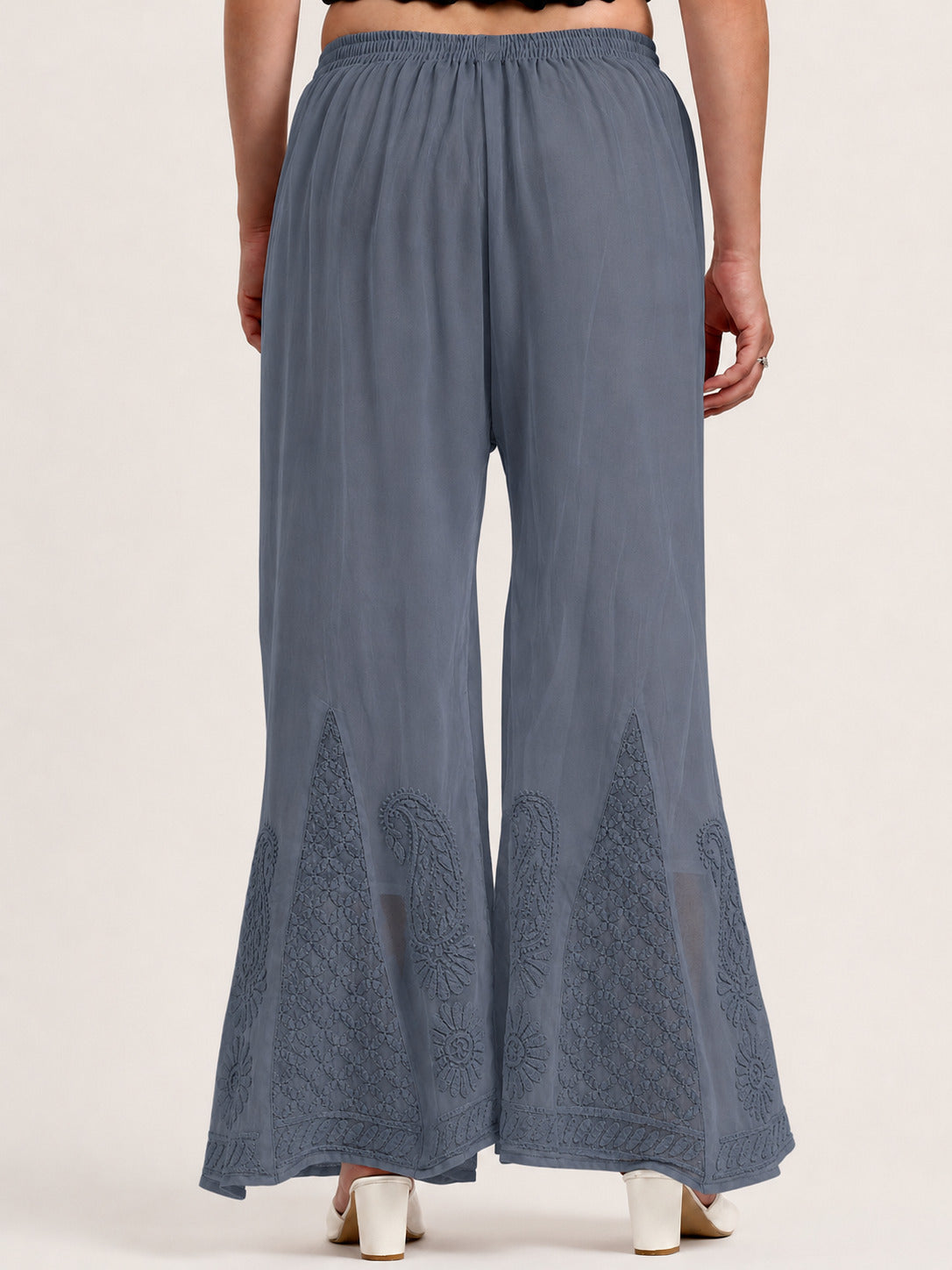 Grey Areeba Georgette Chikankari Sharara