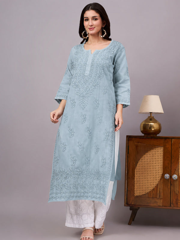 Handcrafted Chikankari Kurta with intricate traditional embroidery, premium cotton fabric, and comfortable straight silhouette ideal for office wear and casual outings.
