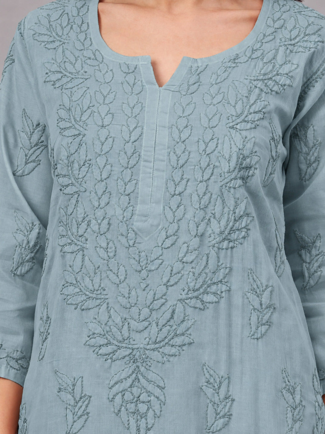 Women's ethnic Cotton kurta with inner featuring authentic Lucknow Chikankari craftsmanship, elegant embroidery, and breathable cotton for effortless everyday style.