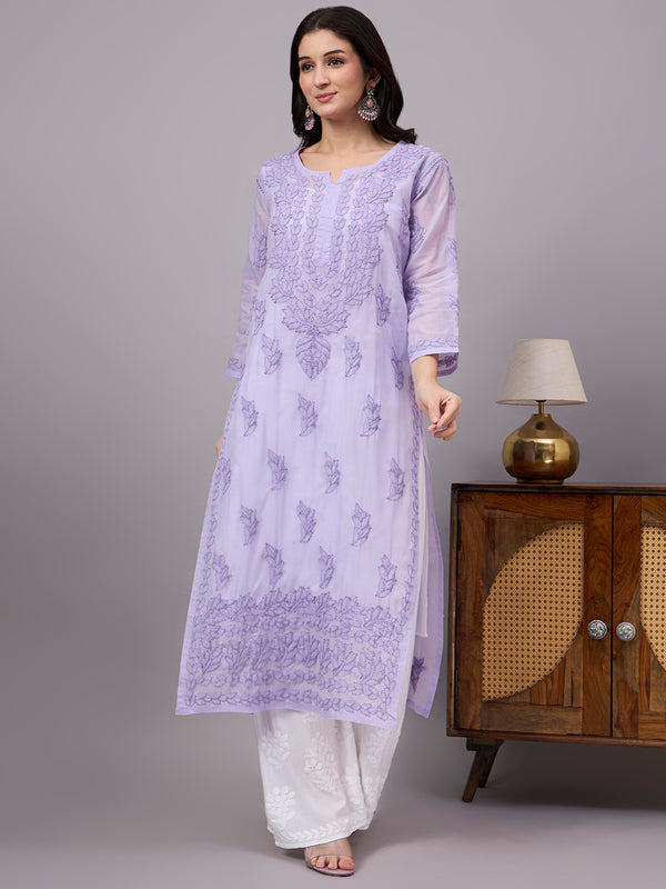 Elegant comfortable regular wear kurti with premium cotton fabric, handcrafted Chikankari embroidery, attached inner, and a straight-cut silhouette for daily fashion.