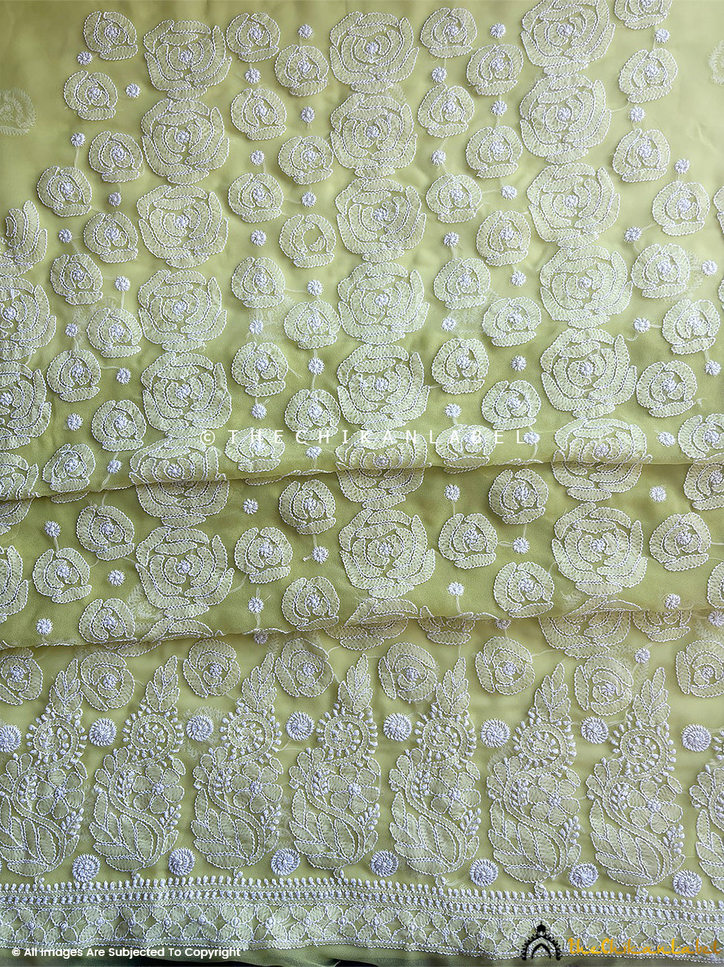 “Unstitched chikankari kurta piece in georgette fabric with dupatta for festive and wedding occasions”