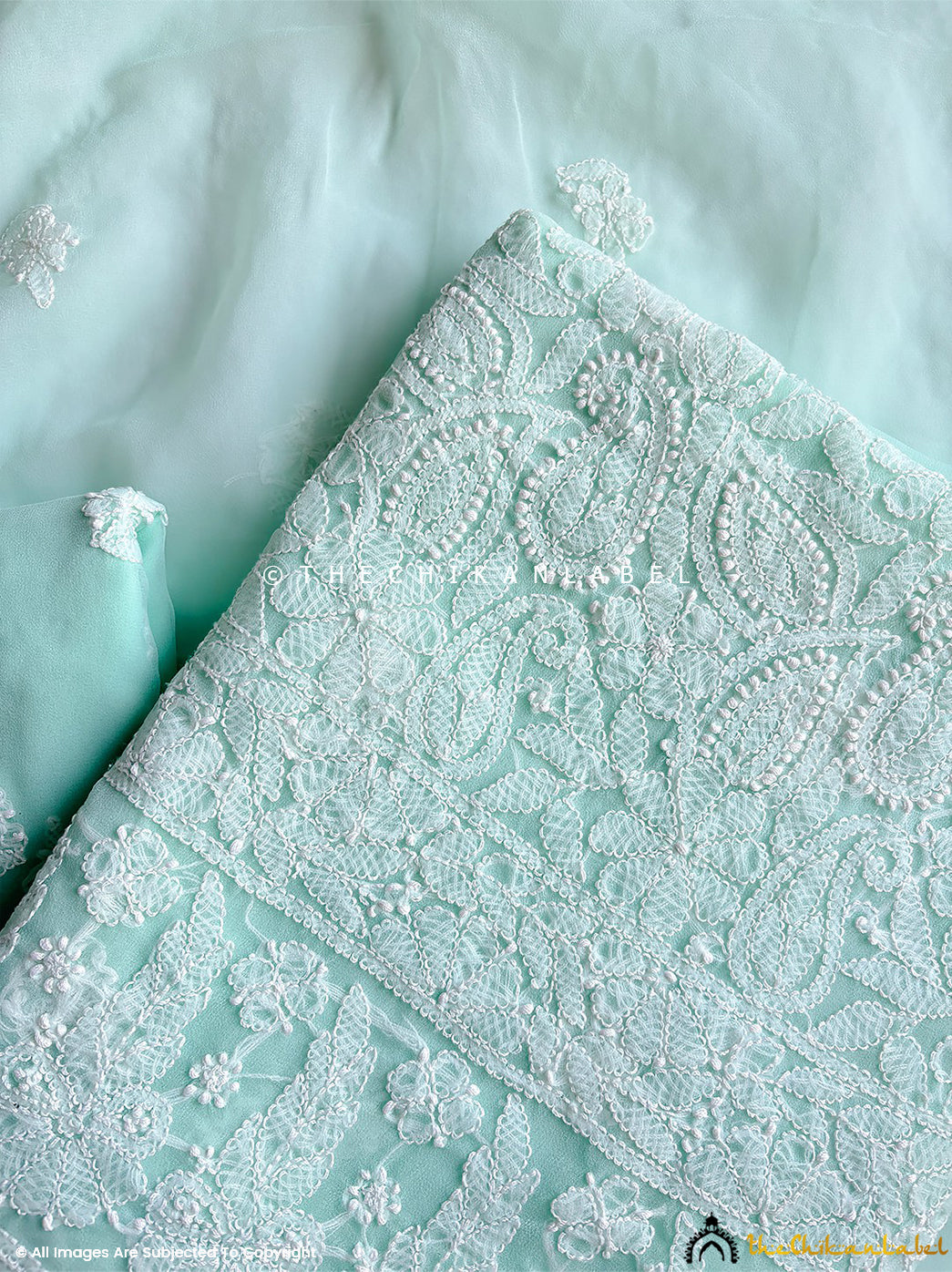 Premium georgette ethnic wear suit set ideal for festive occasions and handcrafted with delicate chikankari craftsmanship